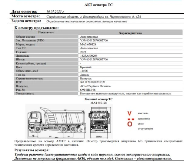 Автосамосвал МАЗ 650128, 2023, Идентификационный номер: Y3M650128P0002706